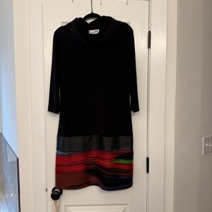 Joseph Ribkoff Black Dress with Vibrant Stripes